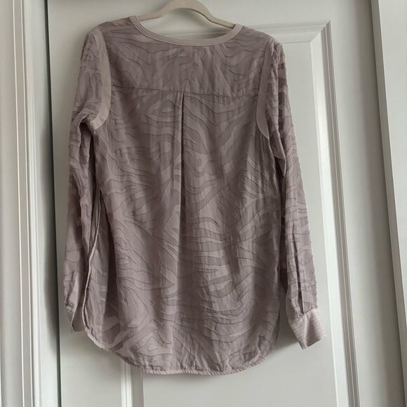 Rebecca Taylor Silk Burnout Sheer Lavender Textured Blouse Top 10 Popover - Picture 2 of 11